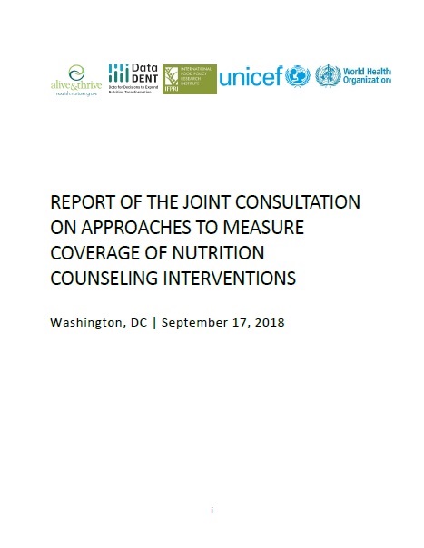Joint consultation on approaches to measure coverage of nutrition counselling interventions